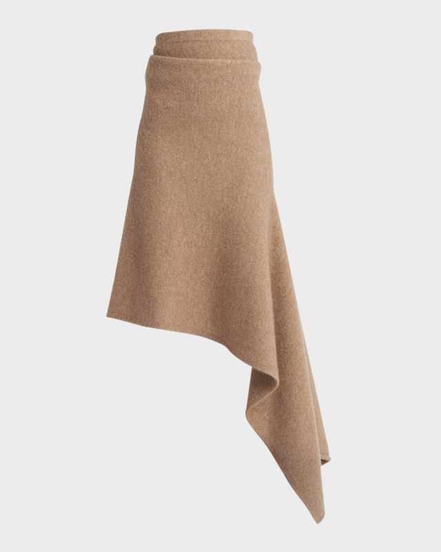Alpaca-Cashmere Asymmetric Maxi Skirt