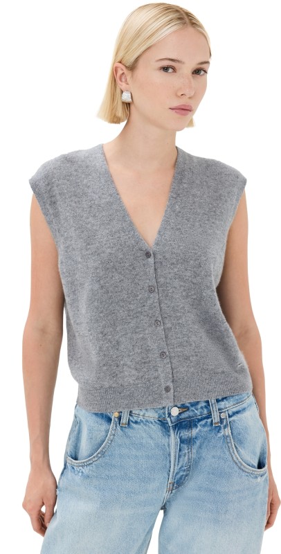 SIMKHAI Rozzi Cashmere Vest Nickel Melange