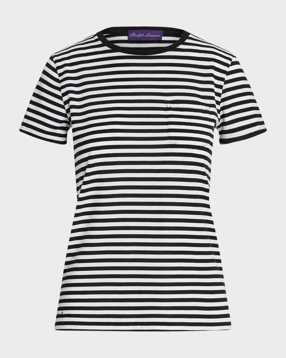 Striped Crewneck Short-Sleeve Lux Pima Cotton Jersey T-Shirt