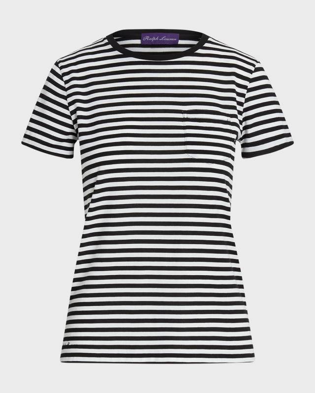 Striped Crewneck Short-Sleeve Lux Pima Cotton Jersey T-Shirt