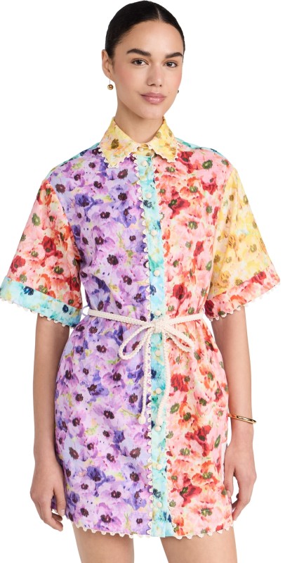 Zimmermann Lightburst Trimmed Shirt Dress Spliced