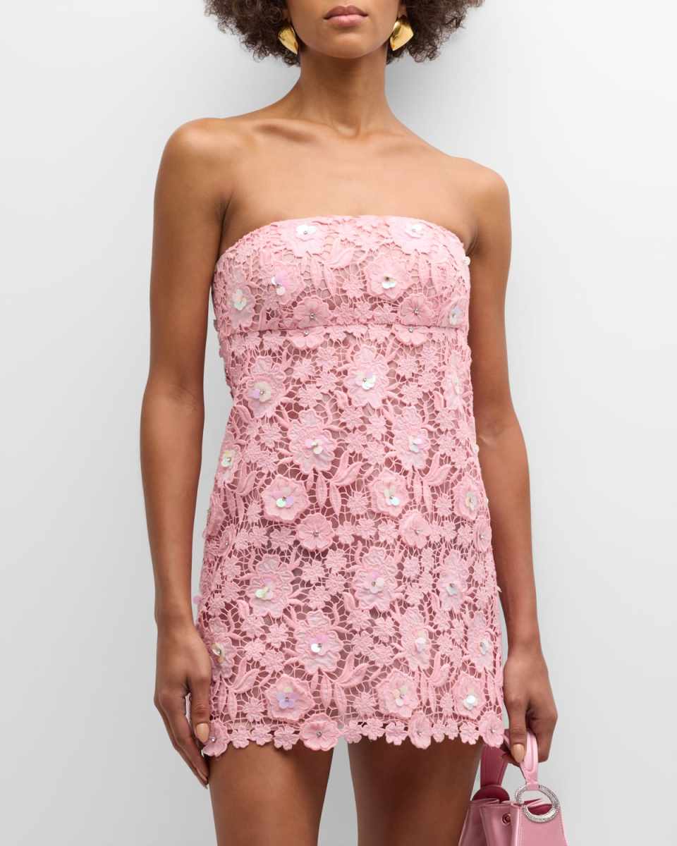 Paulinette Iridescent Sequin Strapless Mini Dress
