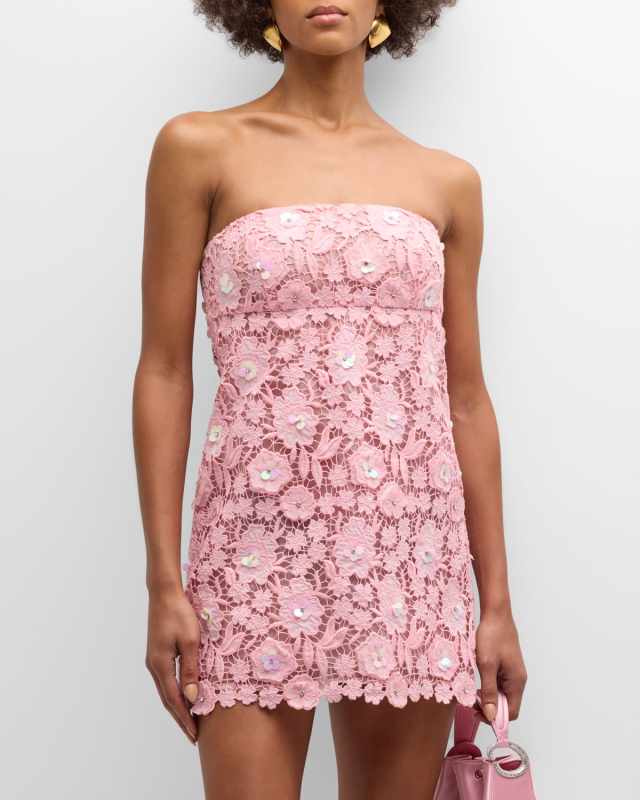 Paulinette Iridescent Sequin Strapless Mini Dress