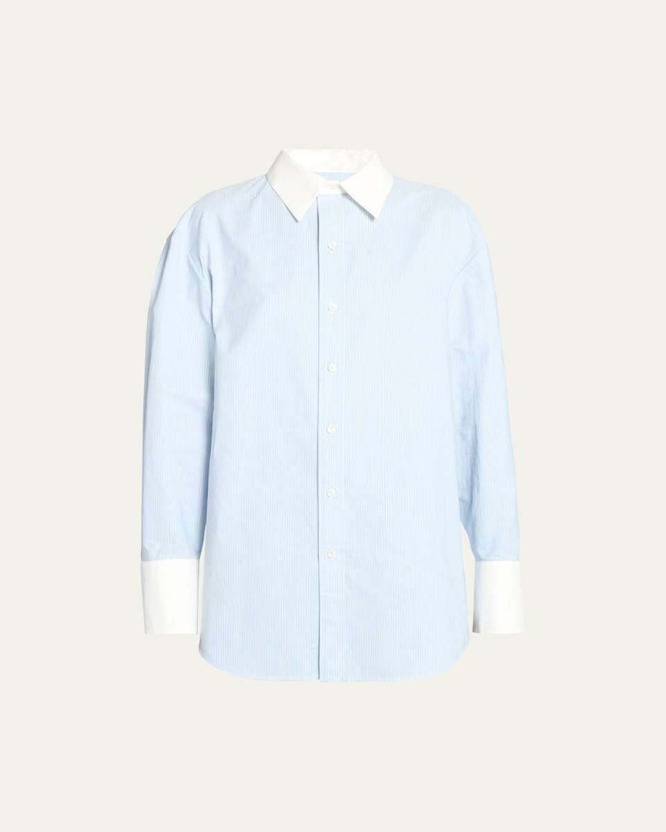 Striped Button-Front Blouse