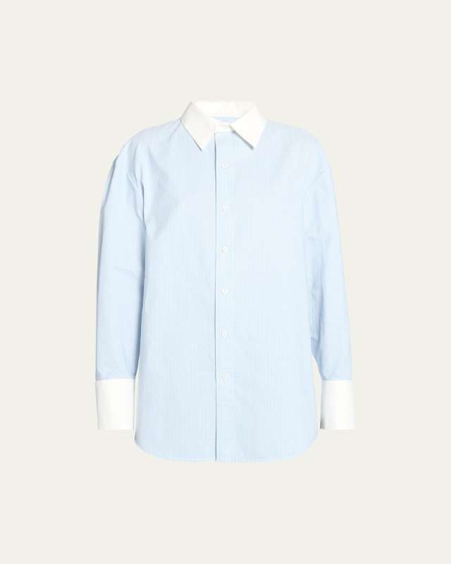 Striped Button-Front Blouse