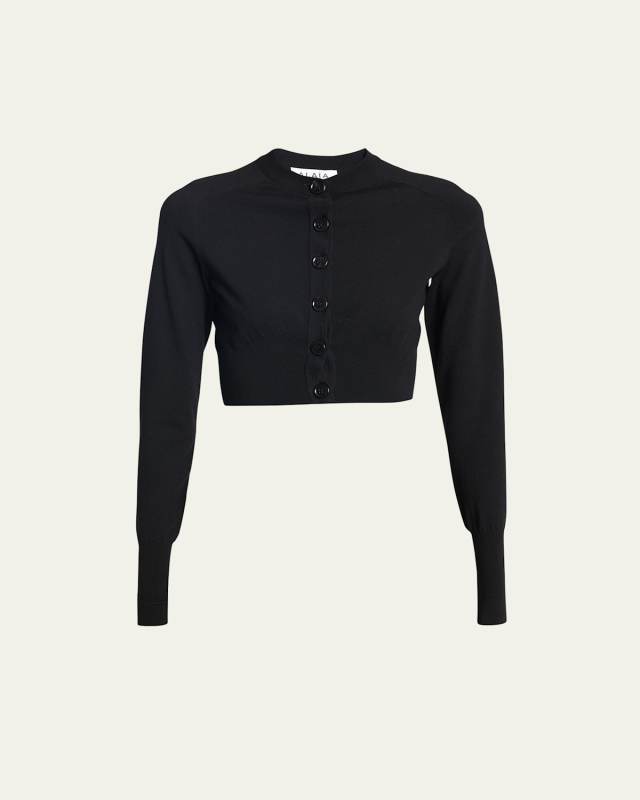 Long-Sleeve Merino Wool-Blend Crop Cardigan