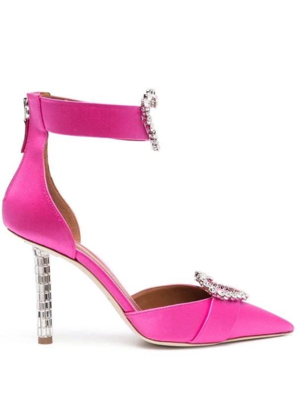 95mm heart-charm leather pumps