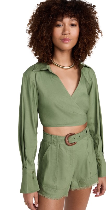 SIMKHAI Sonoma Summer Staples Wrap Top Verde