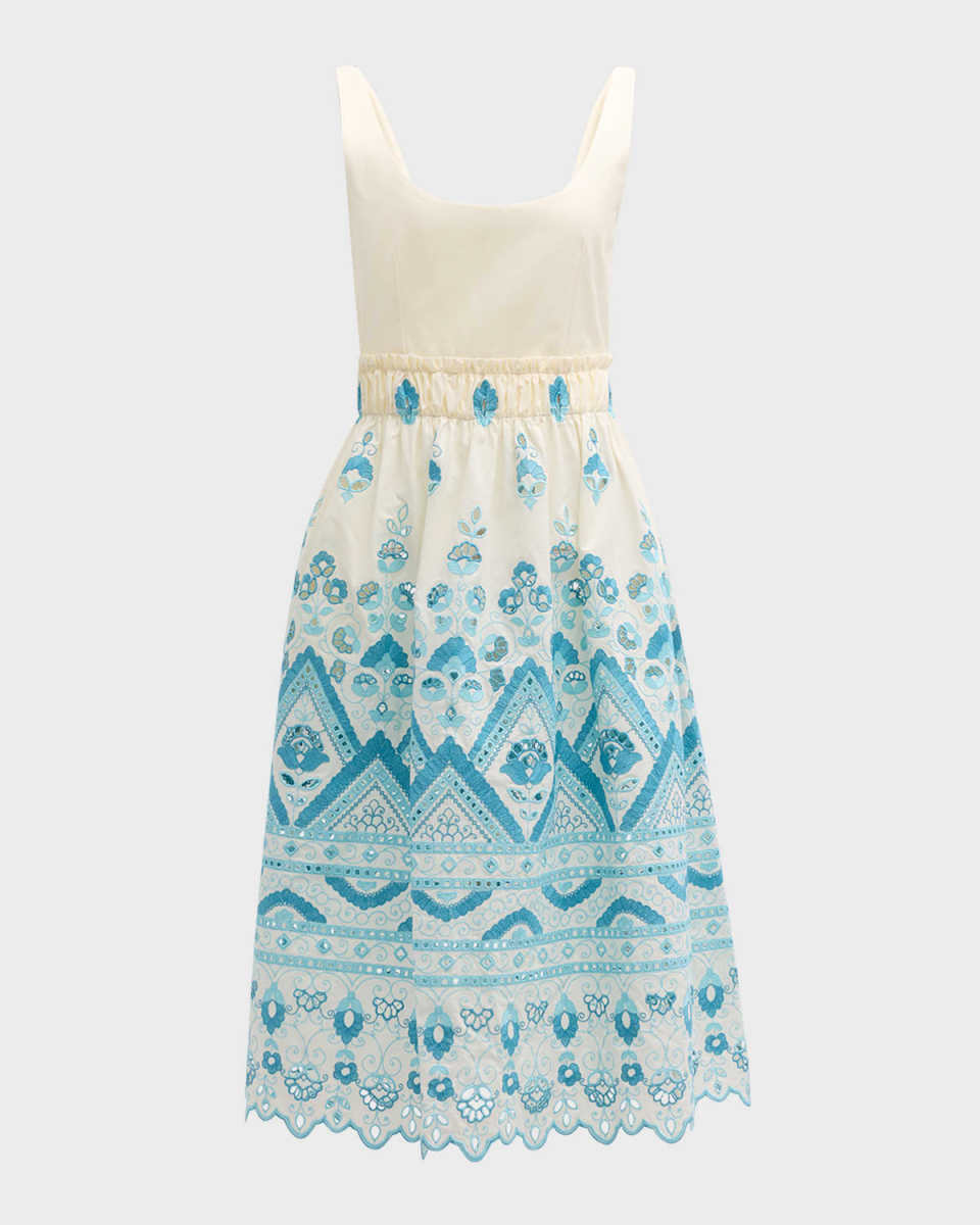 Sangallo Lace Tie-Back Fit-&-Flare Sleeveless Dress