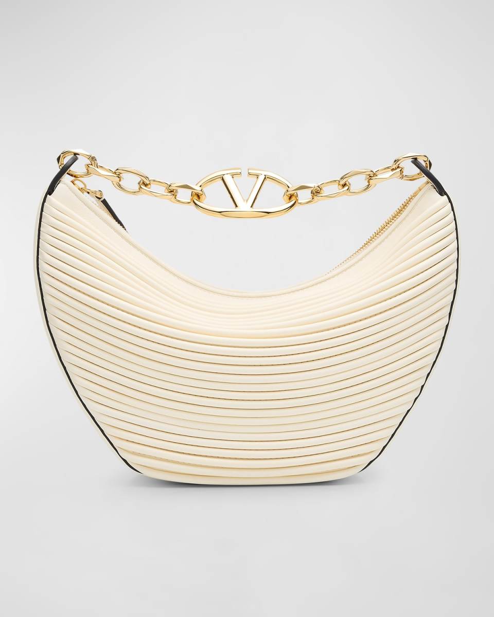 VLOGO Small Moon Textured Leather Hobo Bag