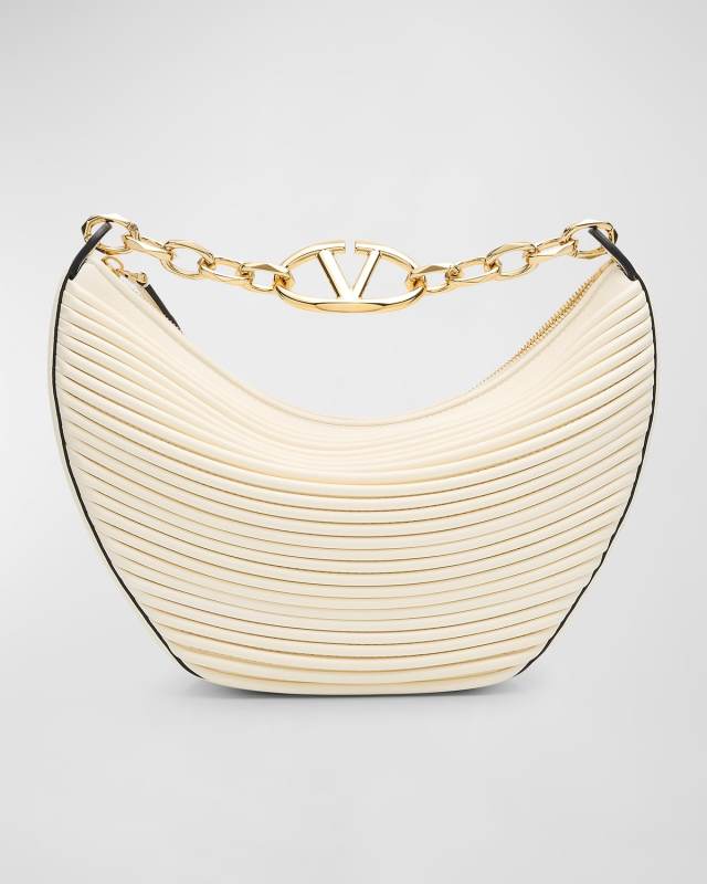 VLOGO Small Moon Textured Leather Hobo Bag