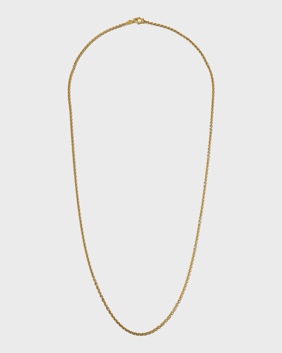 18k Gold Plain Chain Necklace, 32"L