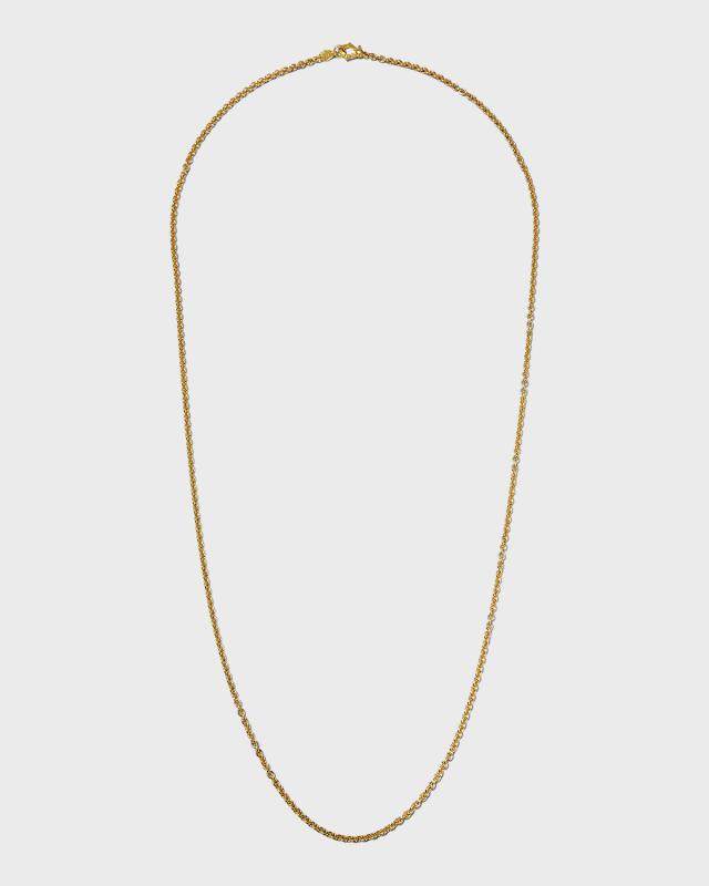 18k Gold Plain Chain Necklace, 32"L