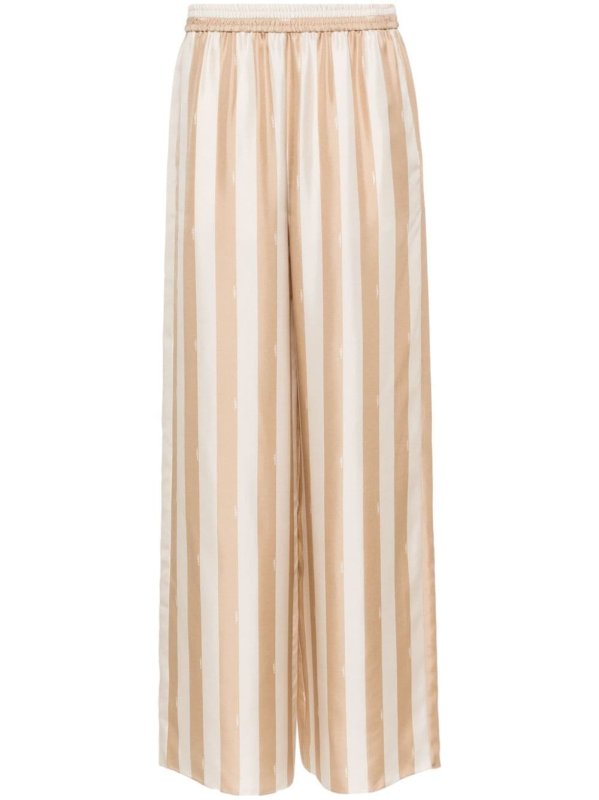 Pequin-stripe silk palazzo pants