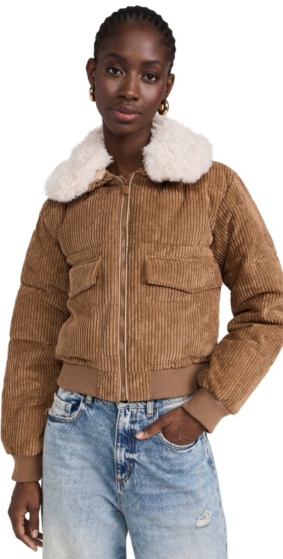 Save The Duck Reily Corduroy Bomber Jacket Biscuit Beige