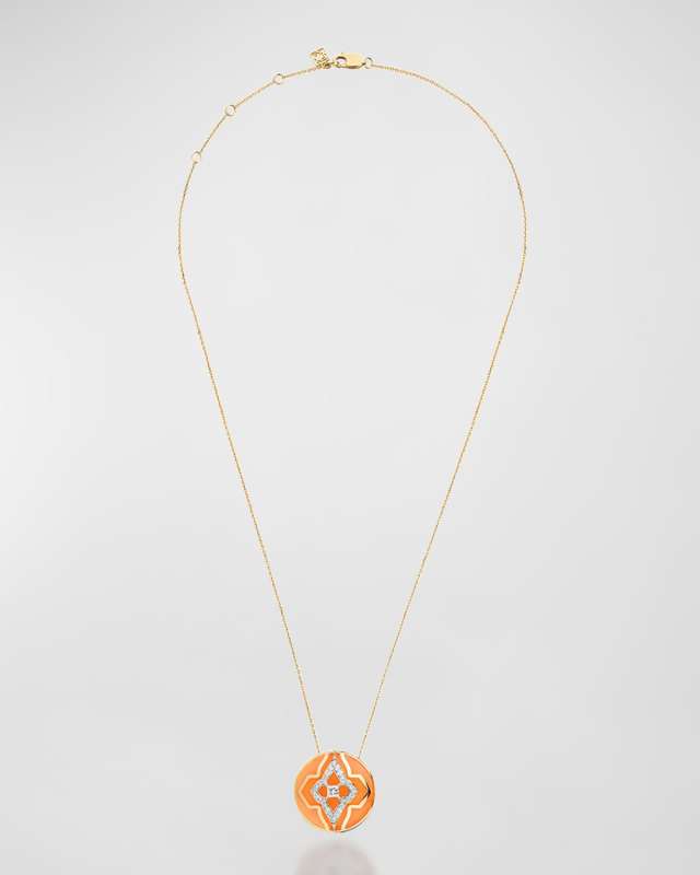 18K Yellow Gold Flush Orange Mumbai Wanderlust Pendant Necklace, 16-18"L