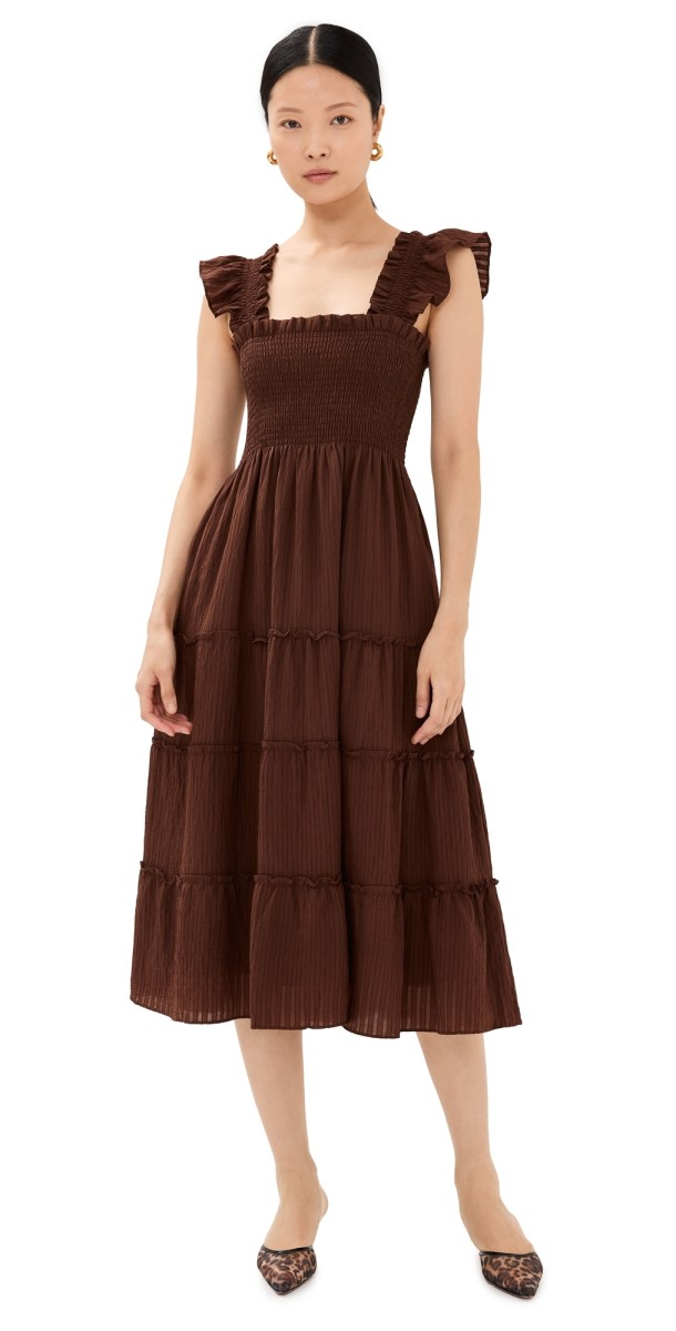 Hill House Home Organza Seersucker Ellie Dress Chocolate