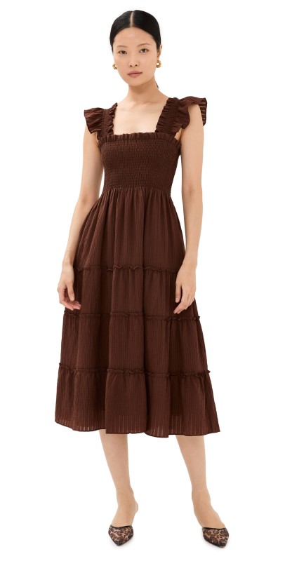 Hill House Home Organza Seersucker Ellie Dress Chocolate