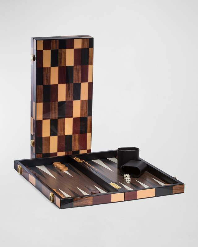 Art Deco-Design Wooden Backgammon Set