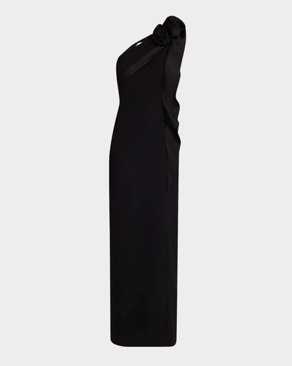 One-Shoulder Beaded Column Gown