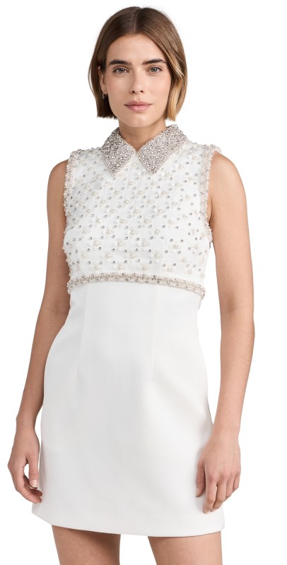 Rebecca Vallance Delaney Embellished Mini Dress Ivory