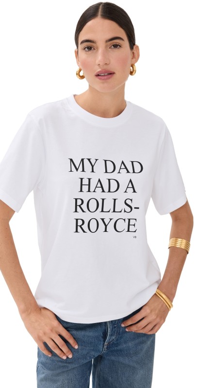 Victoria Beckham Slogan Tee 'My Dad Had A Rolls-Royce' White