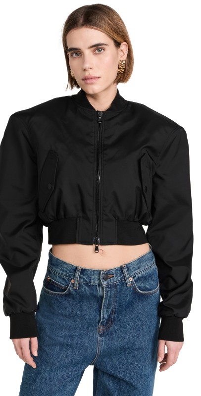 WARDROBE. NYC Tailored Crop Bomber Black
