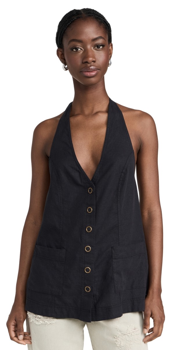 Free People Scout Halter Top Black