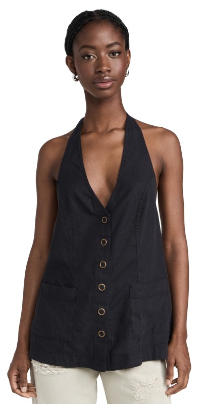 Free People Scout Halter Top Black