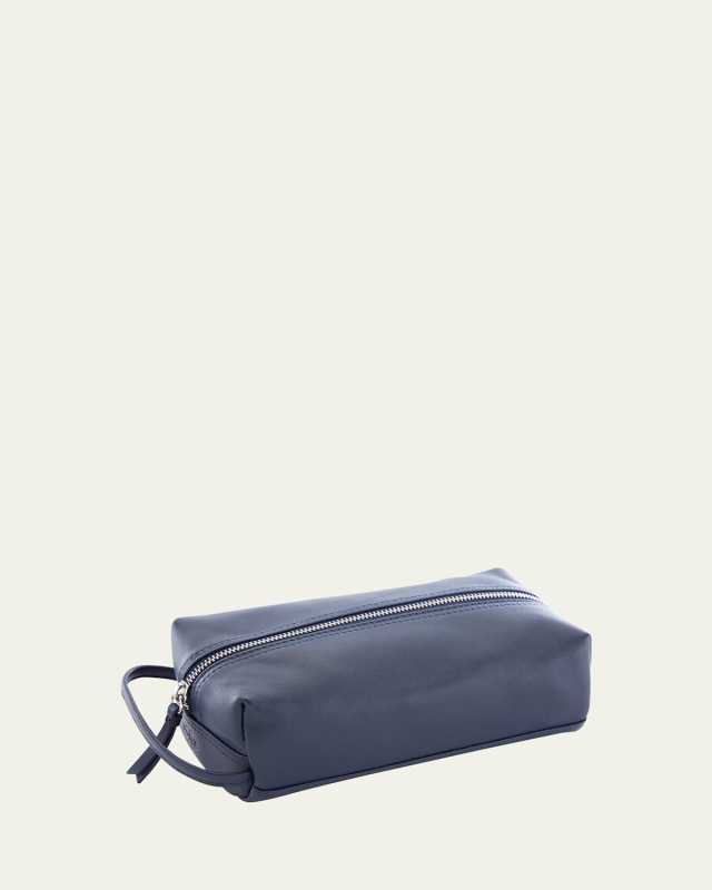 Monogrammed Compact Leather Toiletry Bag