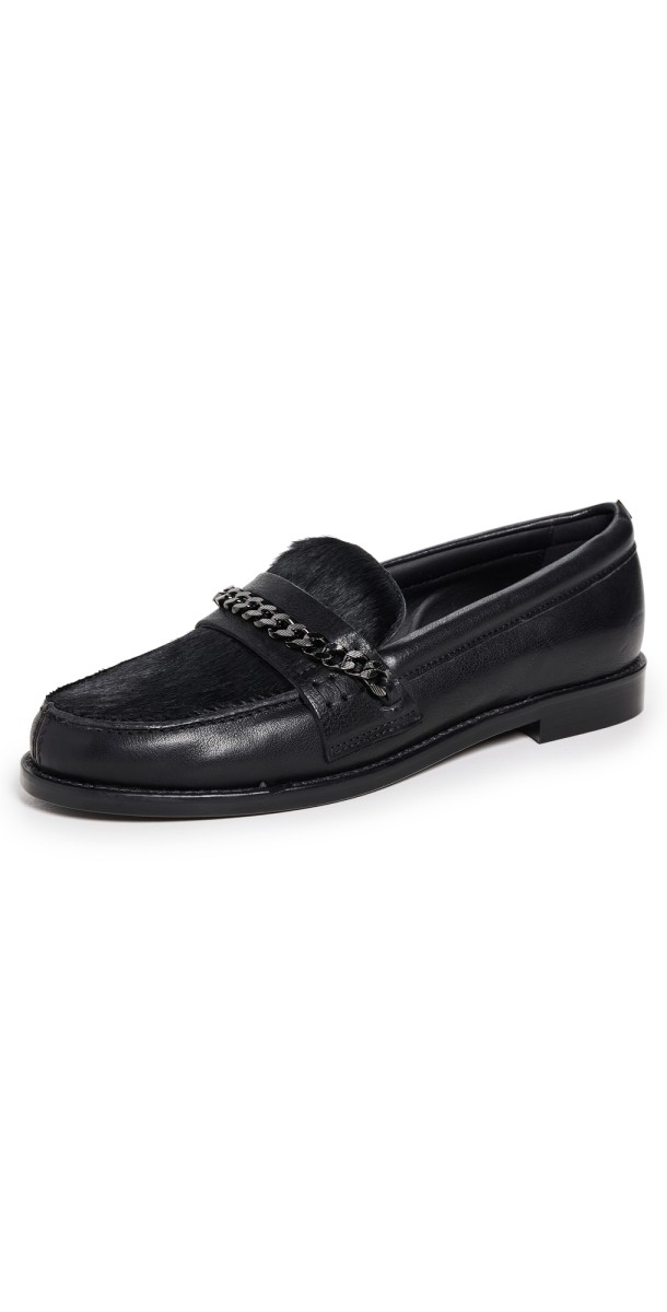 Golden Goose Jerry Mocassino Leather and Horsy Upper Loafers Black