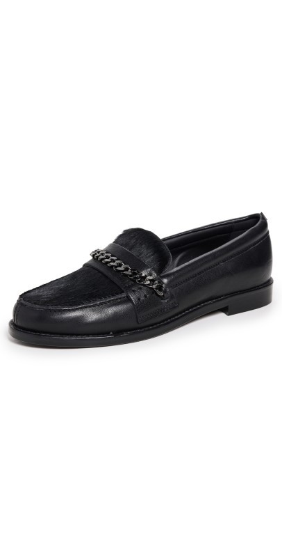 Golden Goose Jerry Mocassino Leather and Horsy Upper Loafers Black
