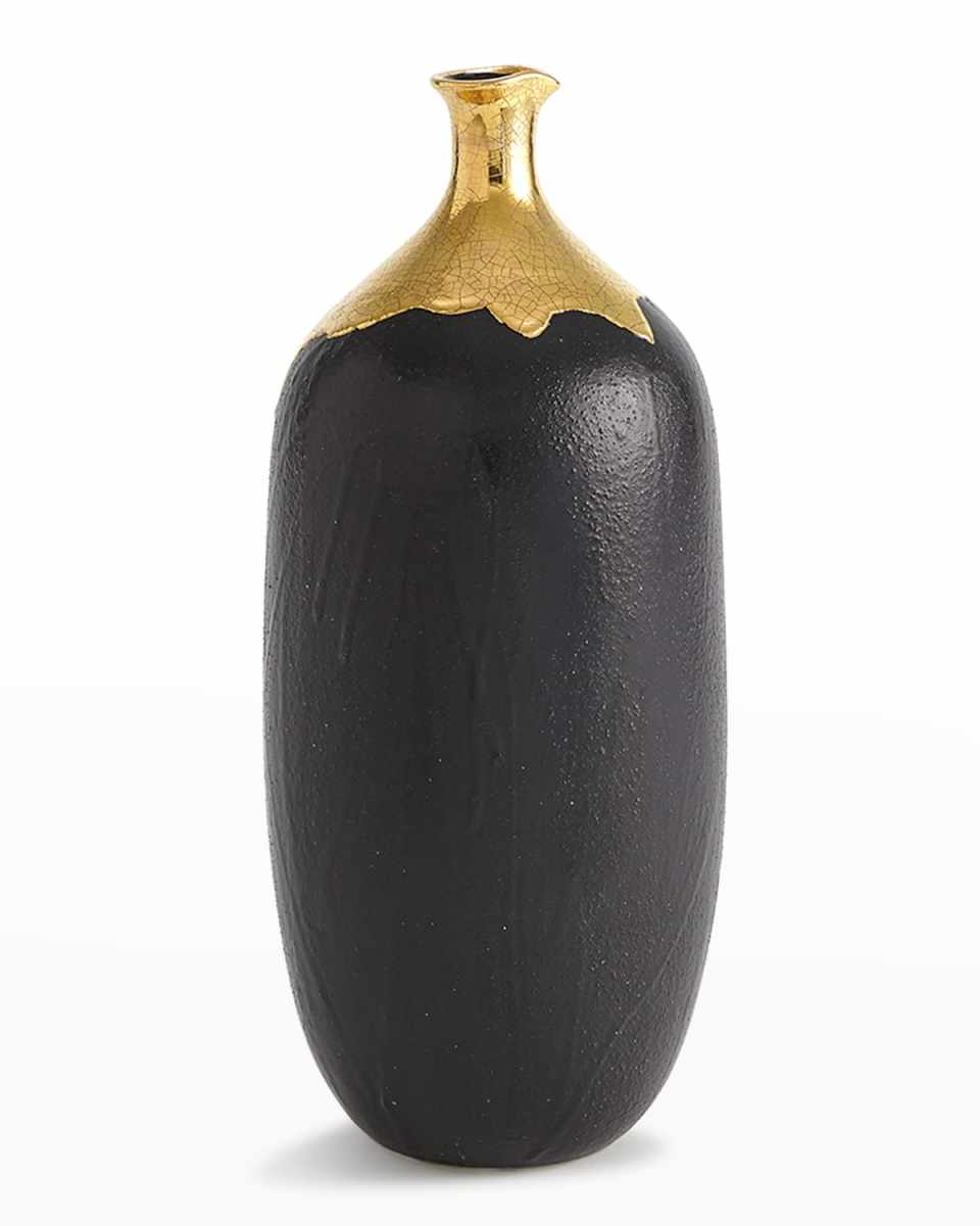 Dipped Golden Crackle 18.5" Cylinder Vase