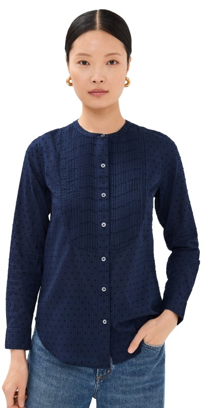 Clare V. Le Tux Top Navy Swiss Dot