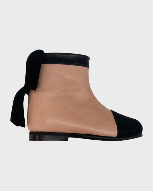 Girl's Clara Bow Leather Booties, Size 5-13