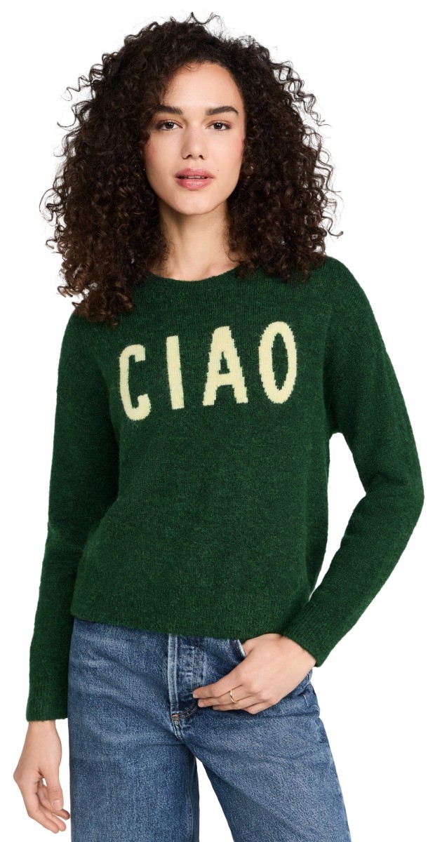 SUNDRY Ciao Crew Neck Sweater Everglade