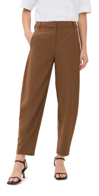 Tibi Tropical Wool Reese Sculpted Trousers Toffee