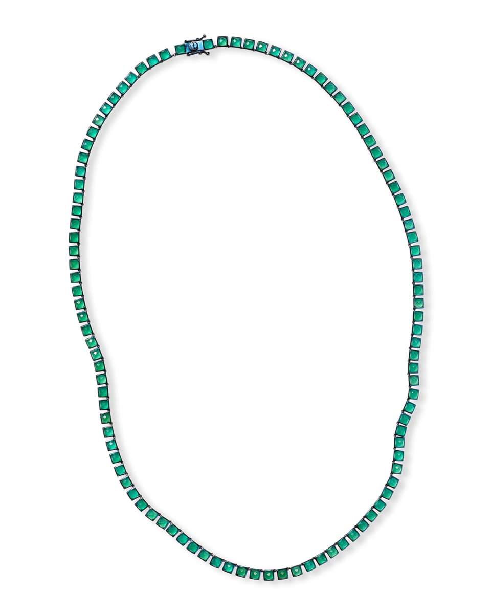 Small Tile Opera Necklace in Green Onyx