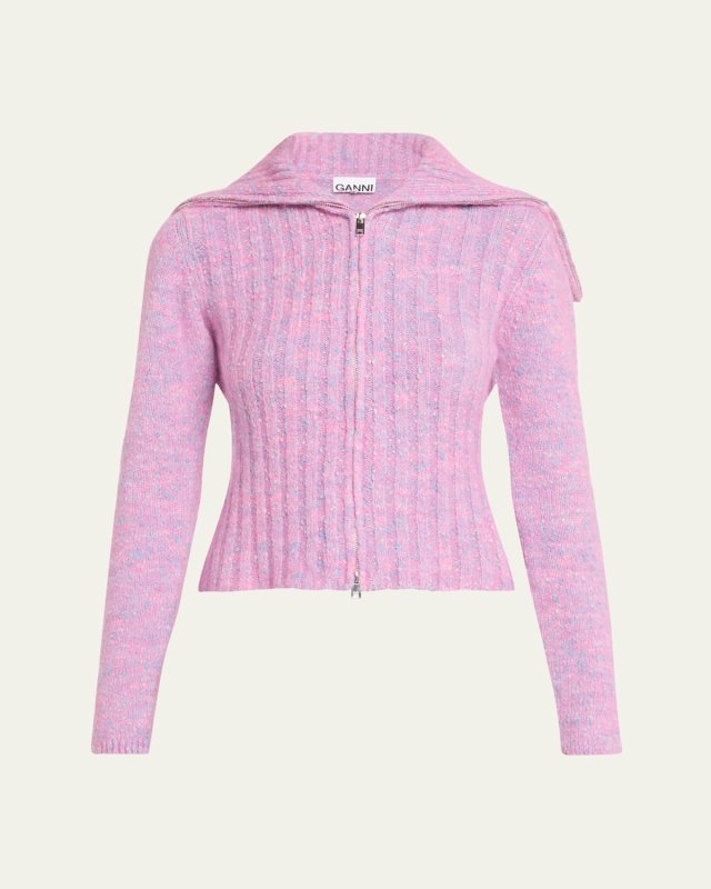 Zip-Front Alpaca Wool Sweater