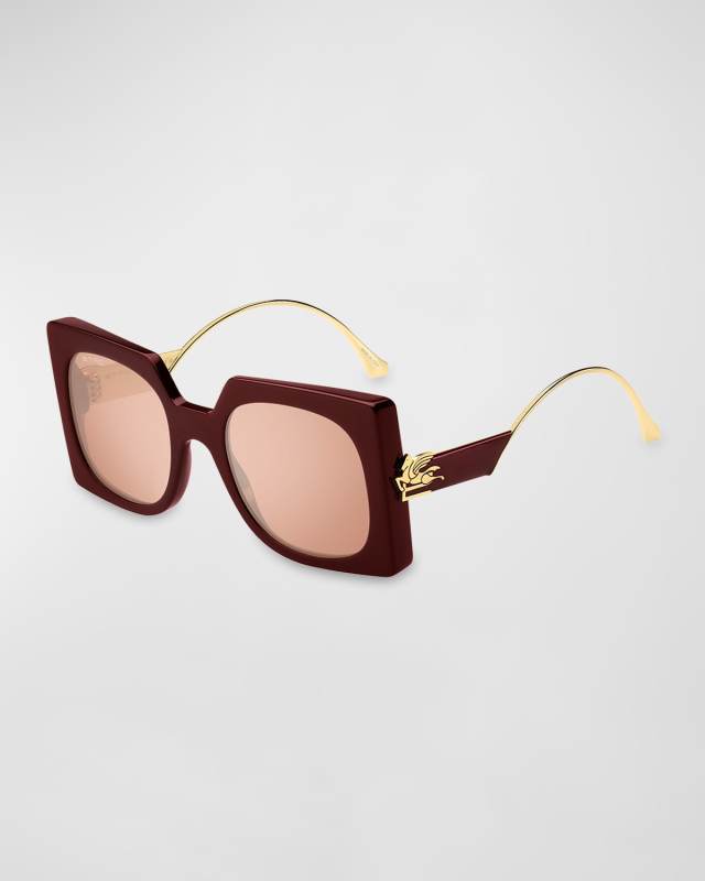 Logo Mixed-Media Square Sunglasses