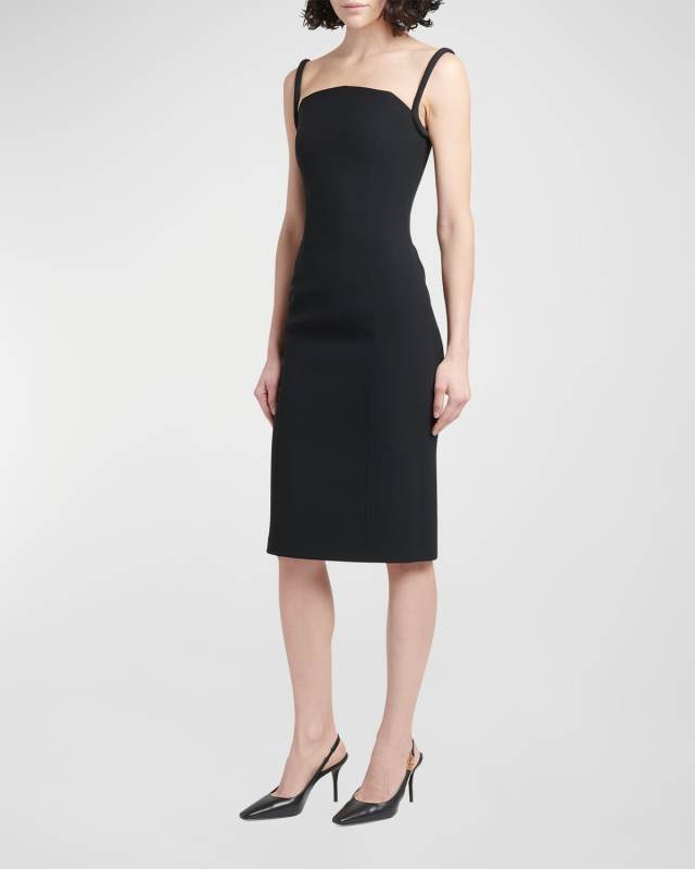 Structured Sleeveless Enver Satin Midi Dress