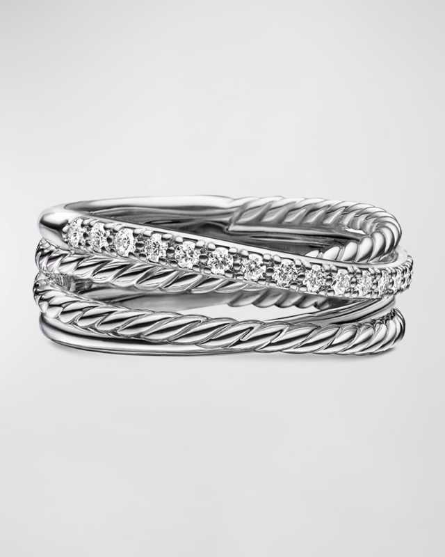 Crossover Ring with Diamonds