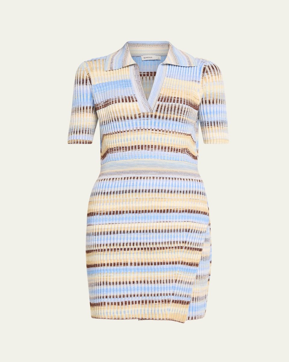 Solana Stripe Knit Polo Mini Dress
