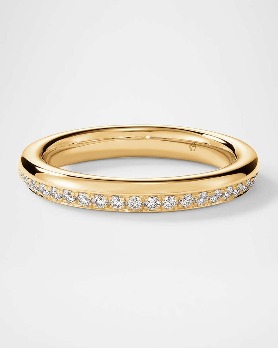 18K Yellow Gold Barre Diamond Pave Band Ring