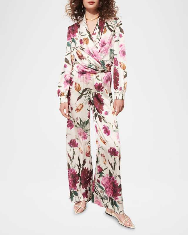 Jackie Floral-Print Crossover Top