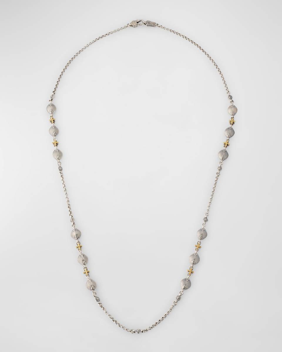 Silver and Gold Chain Necklace, 28"L