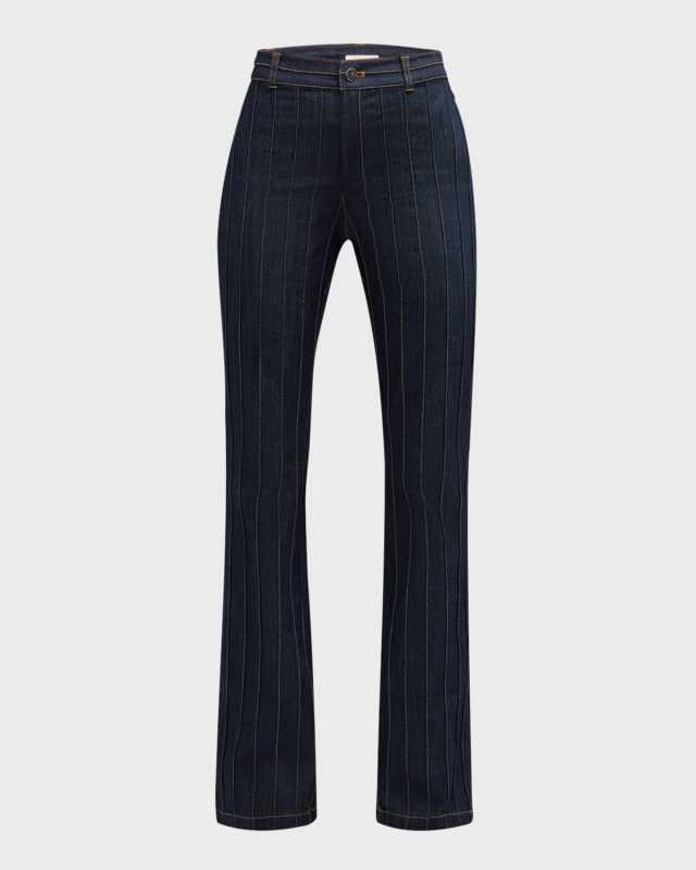 Alina Pinstripe Denim Bootcut Pants