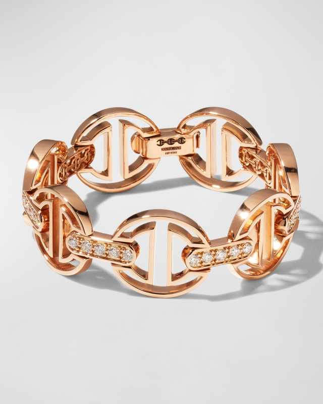 18K Yellow Gold MMV Medium Bracelet with Diamond Bridges