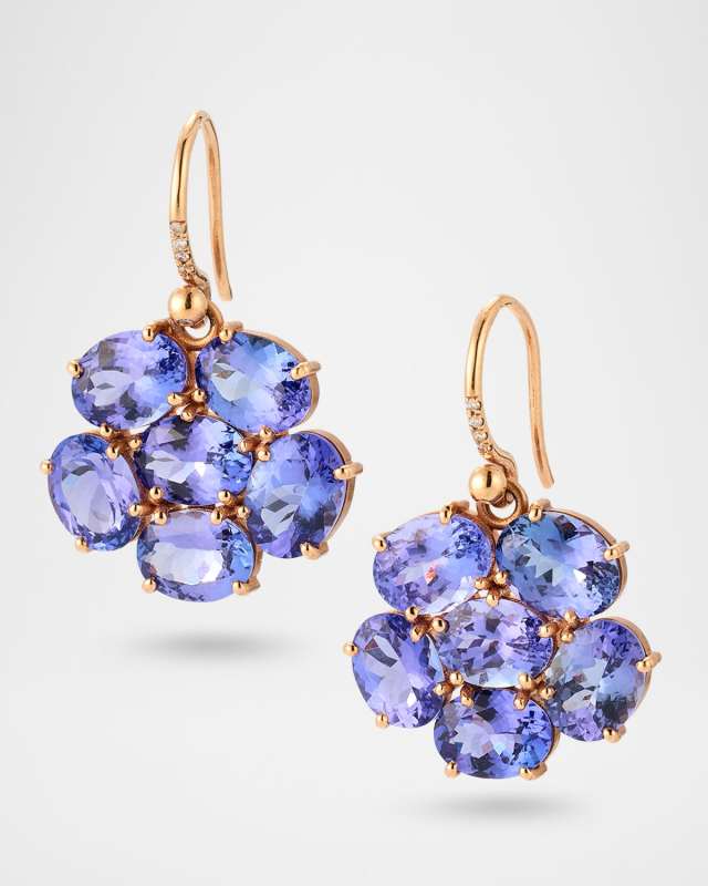 Gemmy Gem 18K Rose Gold Tanzanite Earrings with Diamonds, One-Of-A-Kind