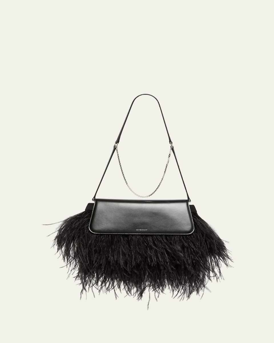 Voyou East-West Shoulder Bag in Feathers & Leather
